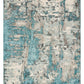 HomeRoots 8' x 10' Ivory Teal Machine Woven Abstract Watercolor Indoor Area Rug