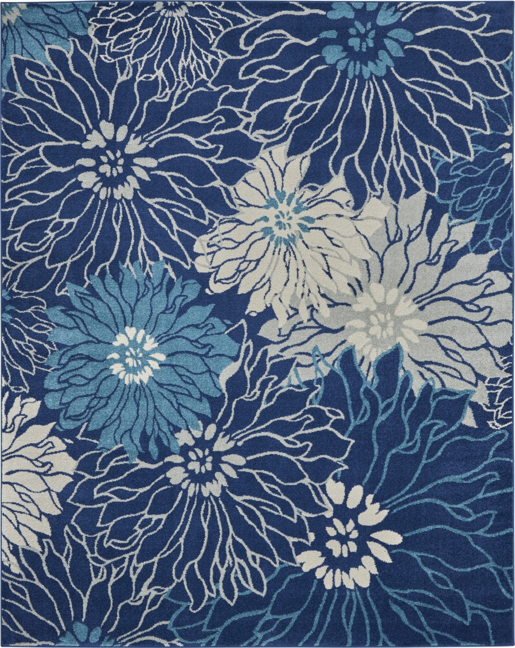 HomeRoots 8' x 10' Navy and Ivory Floral Area Rug