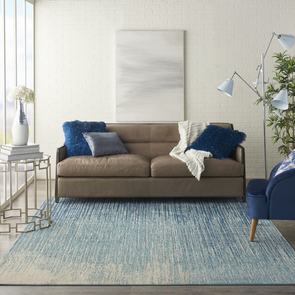 HomeRoots 8' x 10' Navy and Light Blue Abstract Area Rug