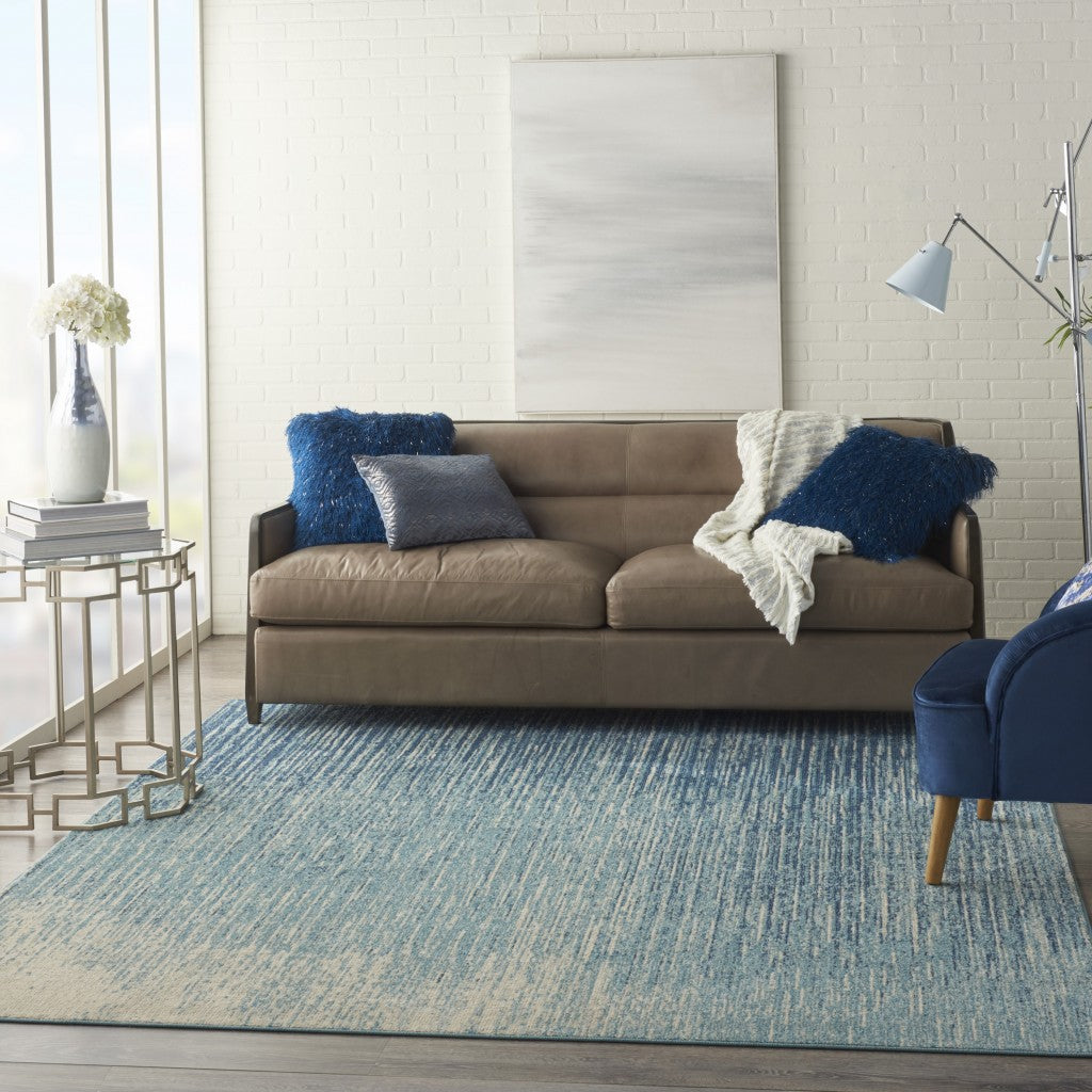 HomeRoots 8' x 10' Navy and Light Blue Abstract Area Rug