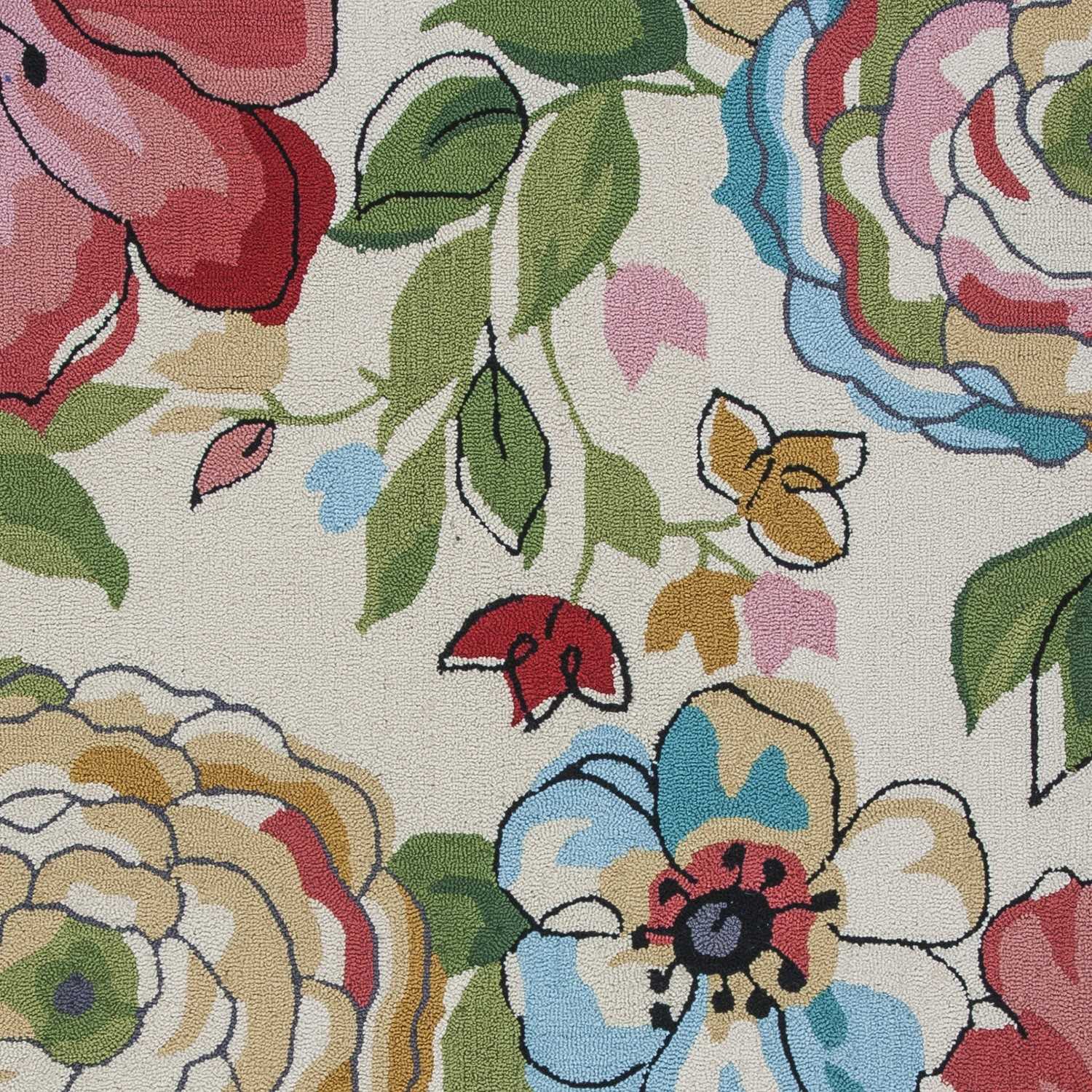 HomeRoots 8' x 10' Sand Beige Hand Hooked Oversized Floral Indoor Area Rug