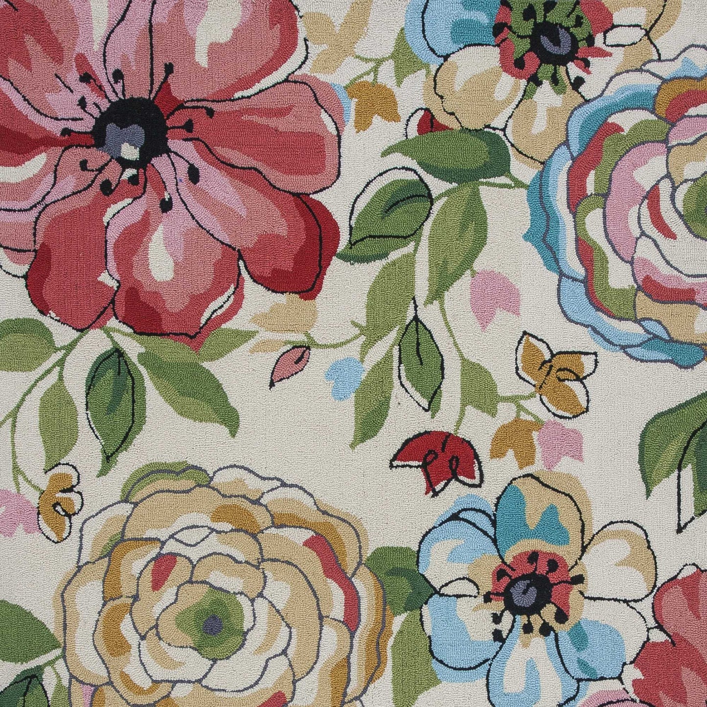 HomeRoots 8' x 10' Sand Beige Hand Hooked Oversized Floral Indoor Area Rug