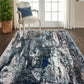 HomeRoots 8' x 10' Shades of Blue and Gray Abstract Marble Area Rug