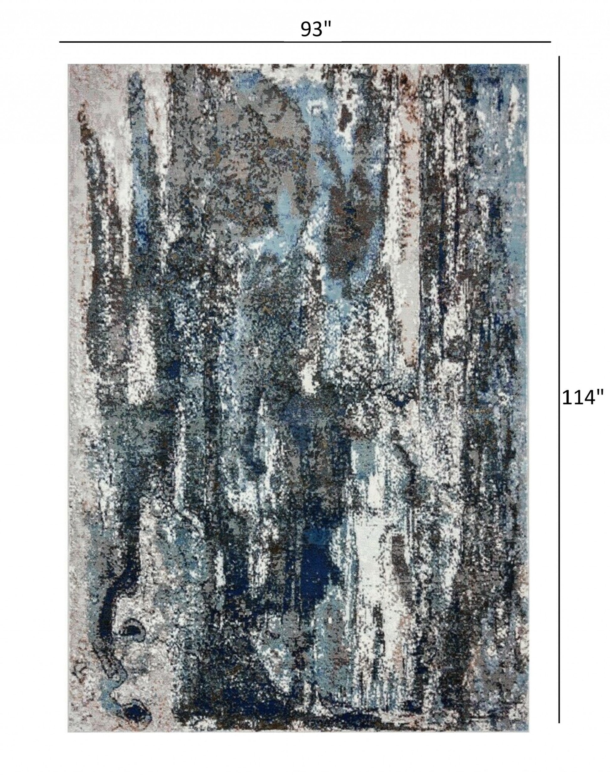HomeRoots 8' x 10' Shades of Blue and Gray Abstract Marble Area Rug