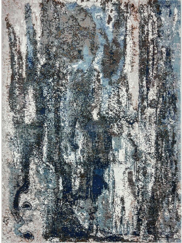 HomeRoots 8' x 10' Shades of Blue and Gray Abstract Marble Area Rug