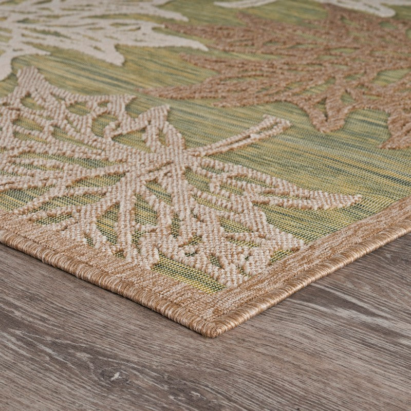 HomeRoots 8' x 10' Tan Maple Leaf Indoor Outdoor Area Rug