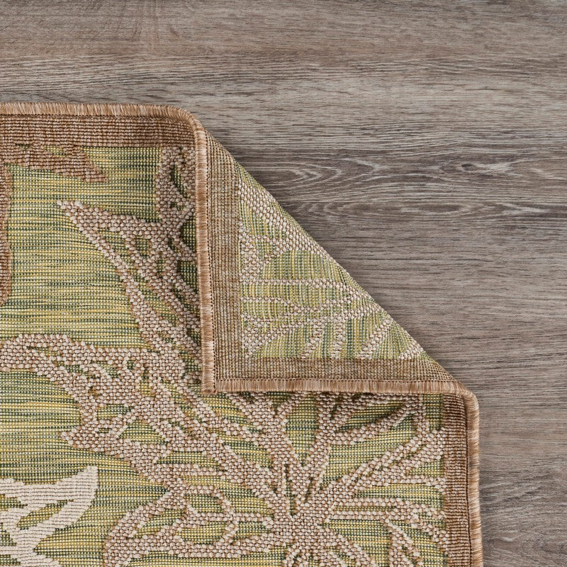 HomeRoots 8' x 10' Tan Maple Leaf Indoor Outdoor Area Rug