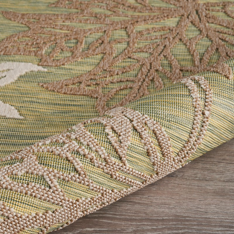 HomeRoots 8' x 10' Tan Maple Leaf Indoor Outdoor Area Rug