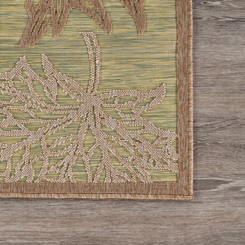 HomeRoots 8' x 10' Tan Maple Leaf Indoor Outdoor Area Rug