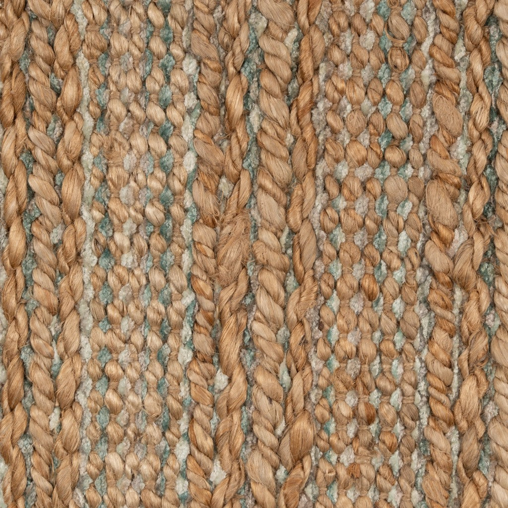 HomeRoots 8' x 10' Teal and Natural Braided Jute Area Rug