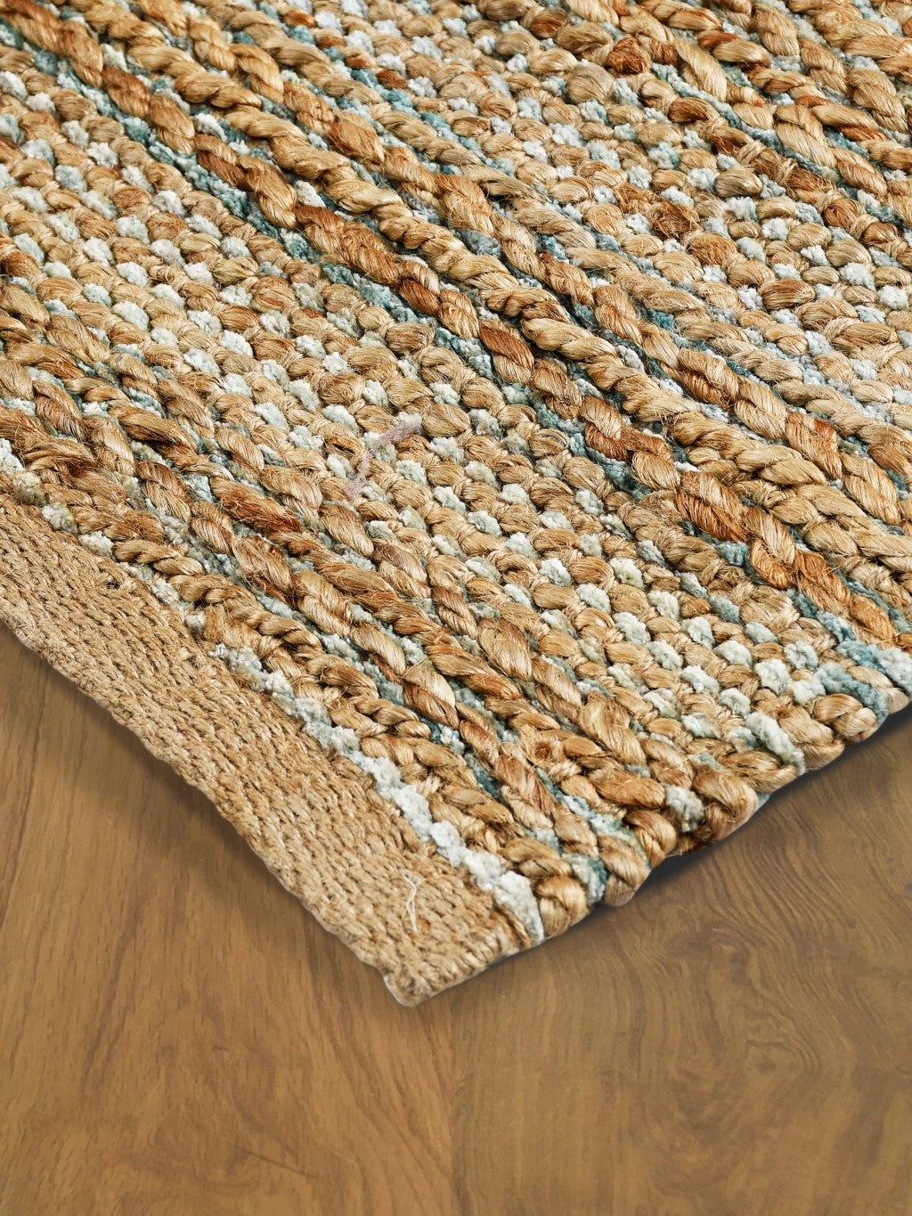 HomeRoots 8' x 10' Teal and Natural Braided Jute Area Rug