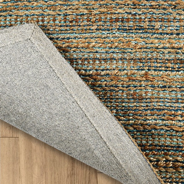 HomeRoots 8' x 10' Teal and Natural Braided Jute Area Rug