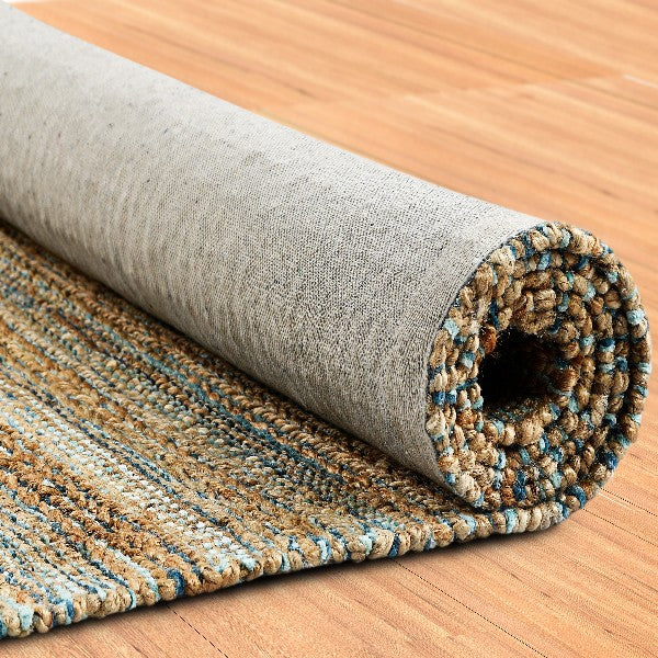 HomeRoots 8' x 10' Teal and Natural Braided Jute Area Rug