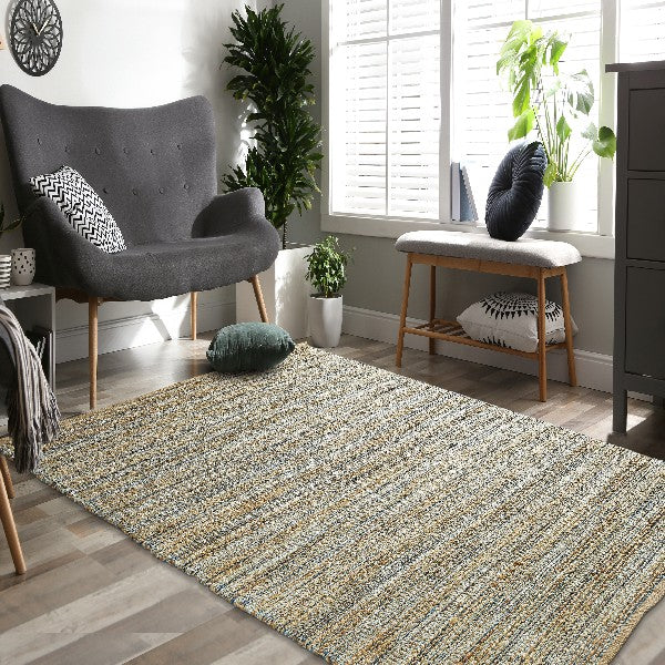 HomeRoots 8' x 10' Teal and Natural Braided Jute Area Rug