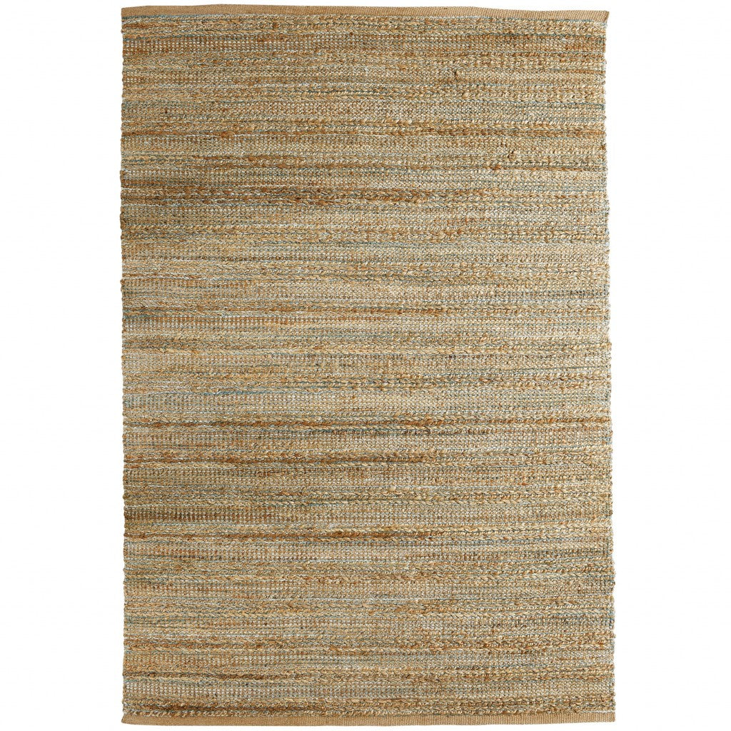 HomeRoots 8' x 10' Teal and Natural Braided Jute Area Rug