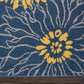 HomeRoots 8’ x 10’ Tropical Flower Area Rug in Blue Finish