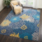 HomeRoots 8’ x 10’ Tropical Flower Area Rug in Blue Finish