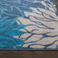 HomeRoots 8’ x 10’ Tropical Flower Area Rug in Blue Finish