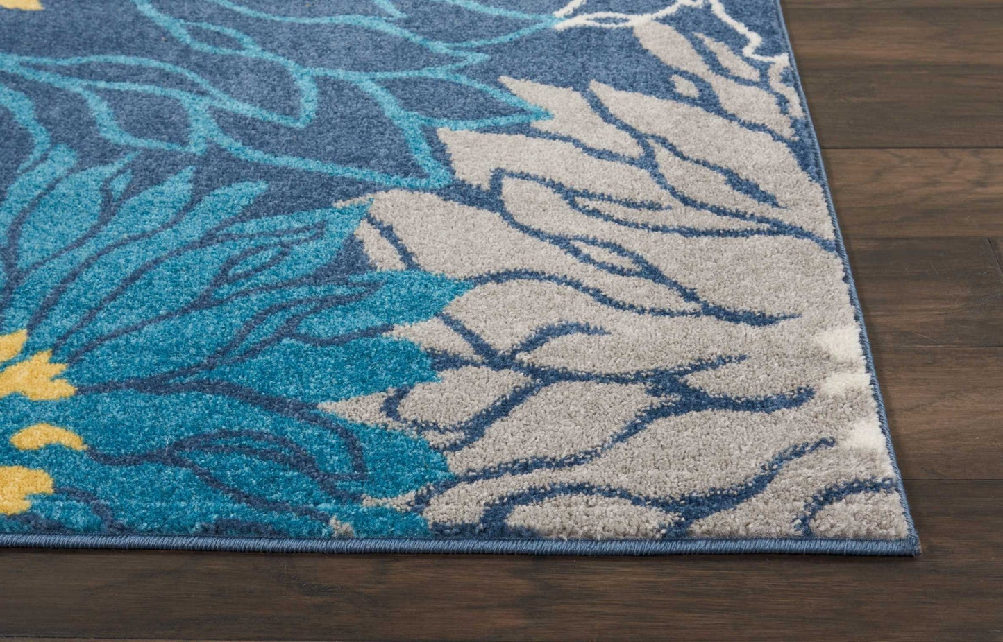 HomeRoots 8’ x 10’ Tropical Flower Area Rug in Blue Finish