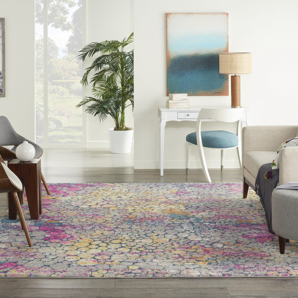 HomeRoots 8' x 10' Yellow and Pink Coral Reef Area Rug