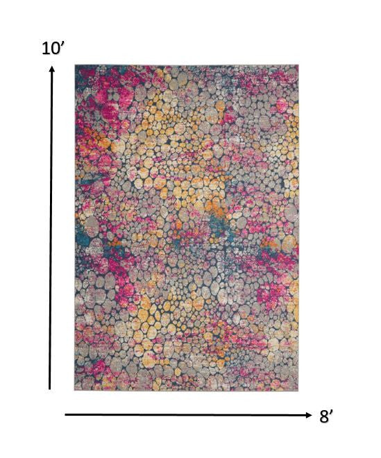 HomeRoots 8' x 10' Yellow and Pink Coral Reef Area Rug