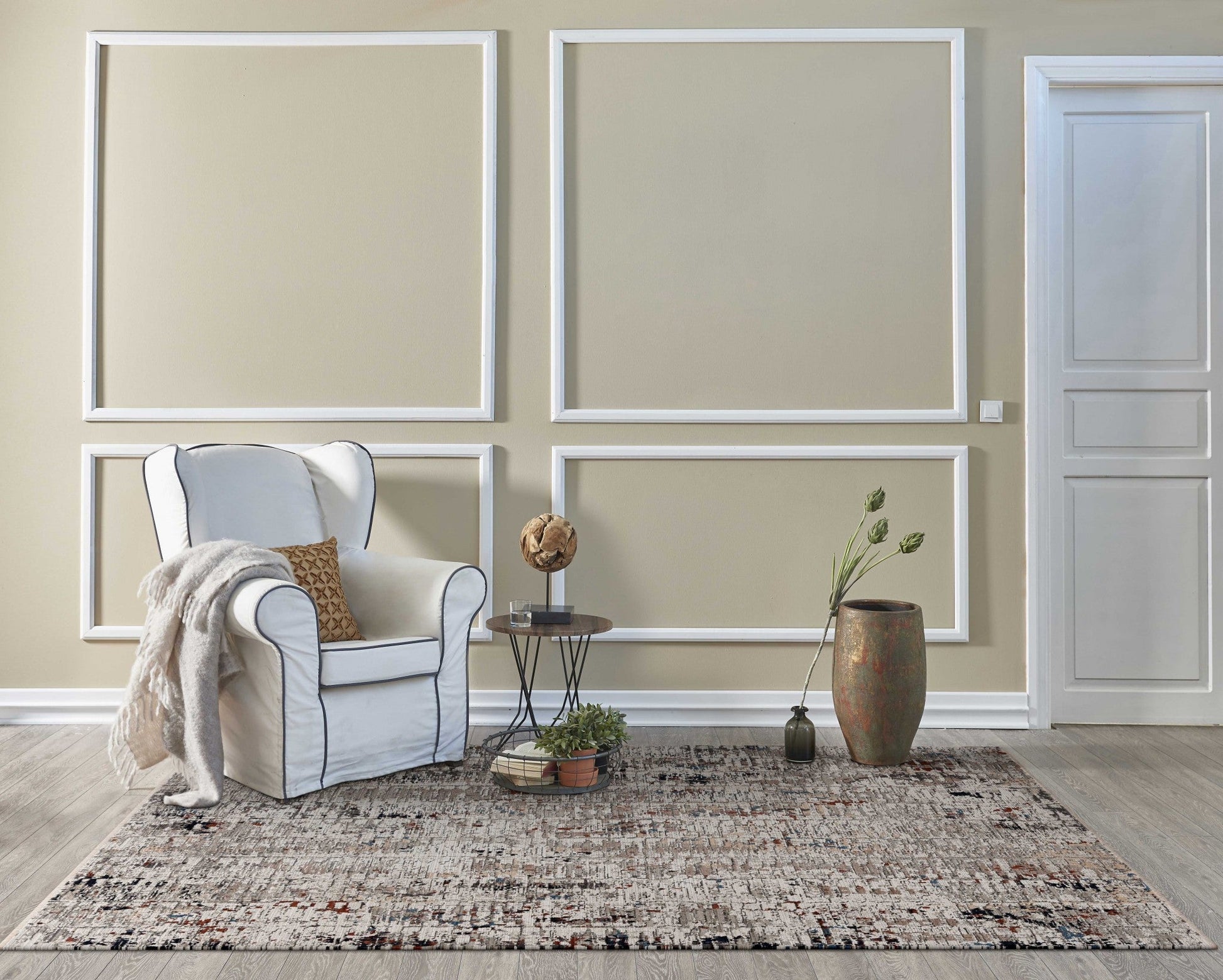 HomeRoots 8' x 11' Beige Grey Machine Woven Abstract Line Indoor Area Rug