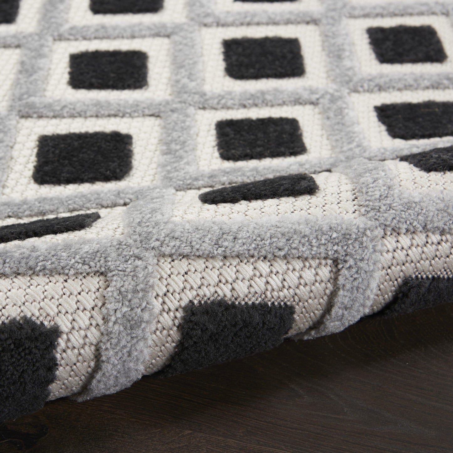 HomeRoots 8’ x 11’ Black White Gray Indoor Outdoor Area Rug