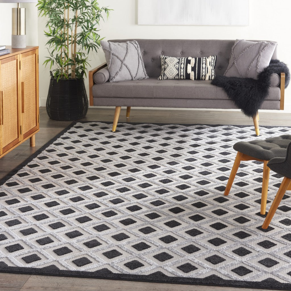 HomeRoots 8’ x 11’ Black White Gray Indoor Outdoor Area Rug