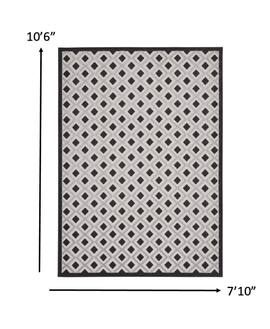 HomeRoots 8’ x 11’ Black White Gray Indoor Outdoor Area Rug