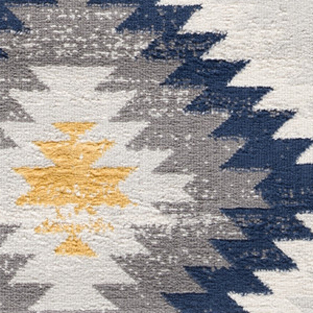 HomeRoots 8' x 11' Blue and Gray Kilim Pattern Area Rug