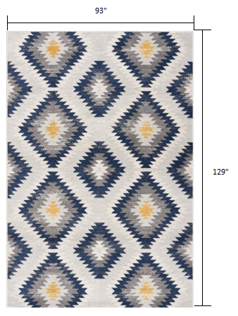 HomeRoots 8' x 11' Blue and Gray Kilim Pattern Area Rug