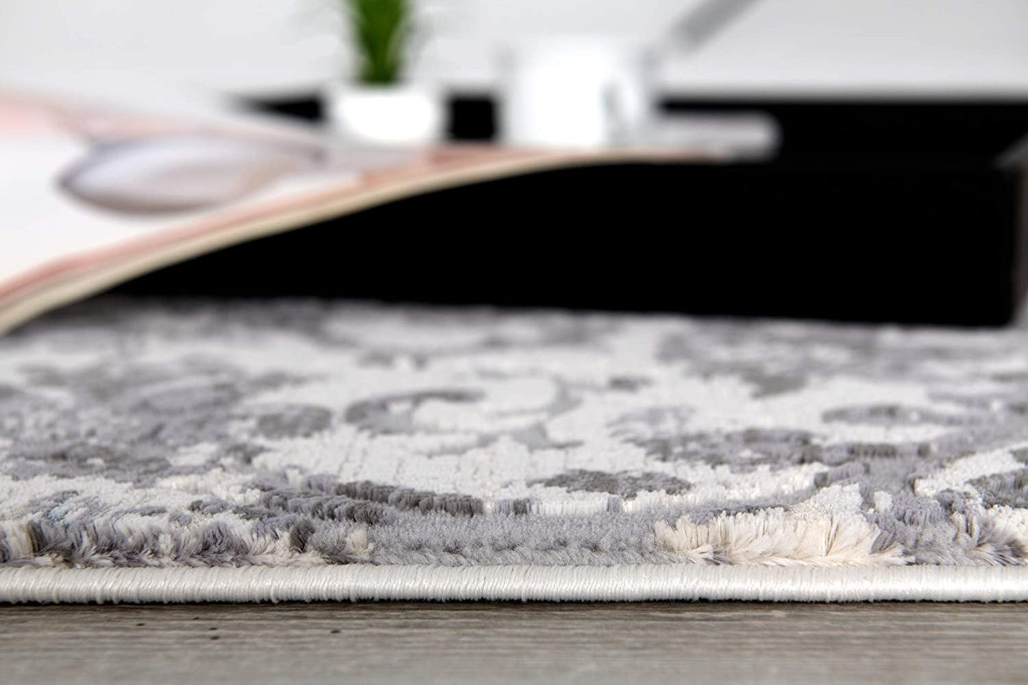 HomeRoots 8' x 11' Cream and Gray Faded Filigree Area Rug