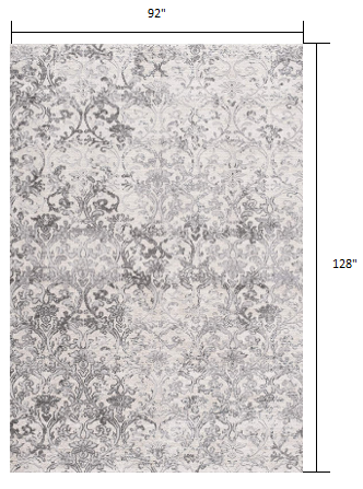 HomeRoots 8' x 11' Cream and Gray Faded Filigree Area Rug