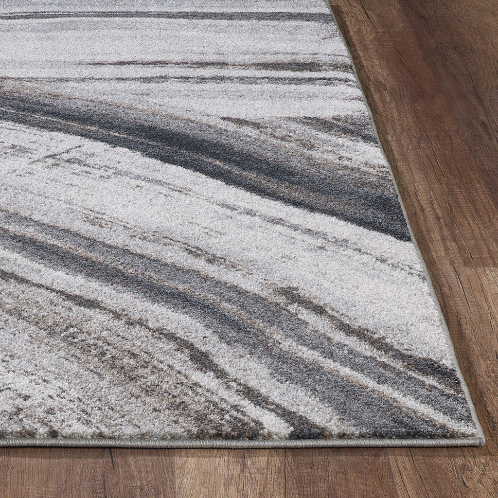 HomeRoots 8' x 11' Gray Ivory Abstract Strokes Modern Area Rug