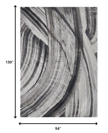 HomeRoots 8' x 11' Gray Ivory Abstract Strokes Modern Area Rug