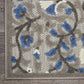 HomeRoots 8' x 11' Gray and Blue Vines Indoor Outdoor Area Rug