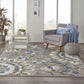 HomeRoots 8' x 11' Gray and Blue Vines Indoor Outdoor Area Rug