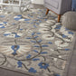 HomeRoots 8' x 11' Gray and Blue Vines Indoor Outdoor Area Rug