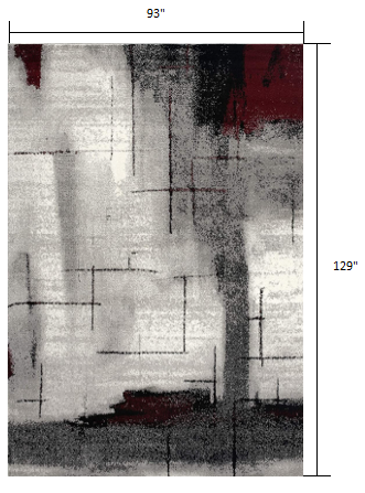 HomeRoots 8' x 11' Gray and Burgundy Abstract Area Rug