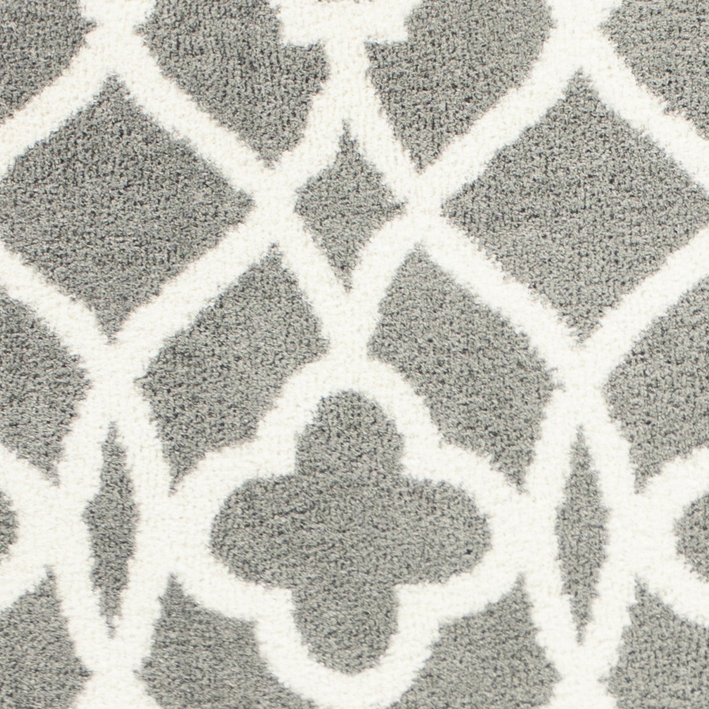 HomeRoots 8' x 11' Grey Ivory Machine Woven Ogee Indoor Shag Area Rug