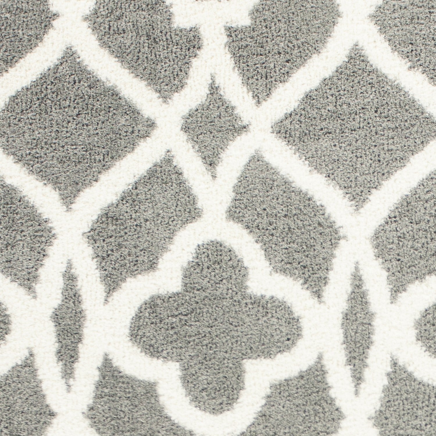 HomeRoots 8' x 11' Grey Ivory Machine Woven Ogee Indoor Shag Area Rug