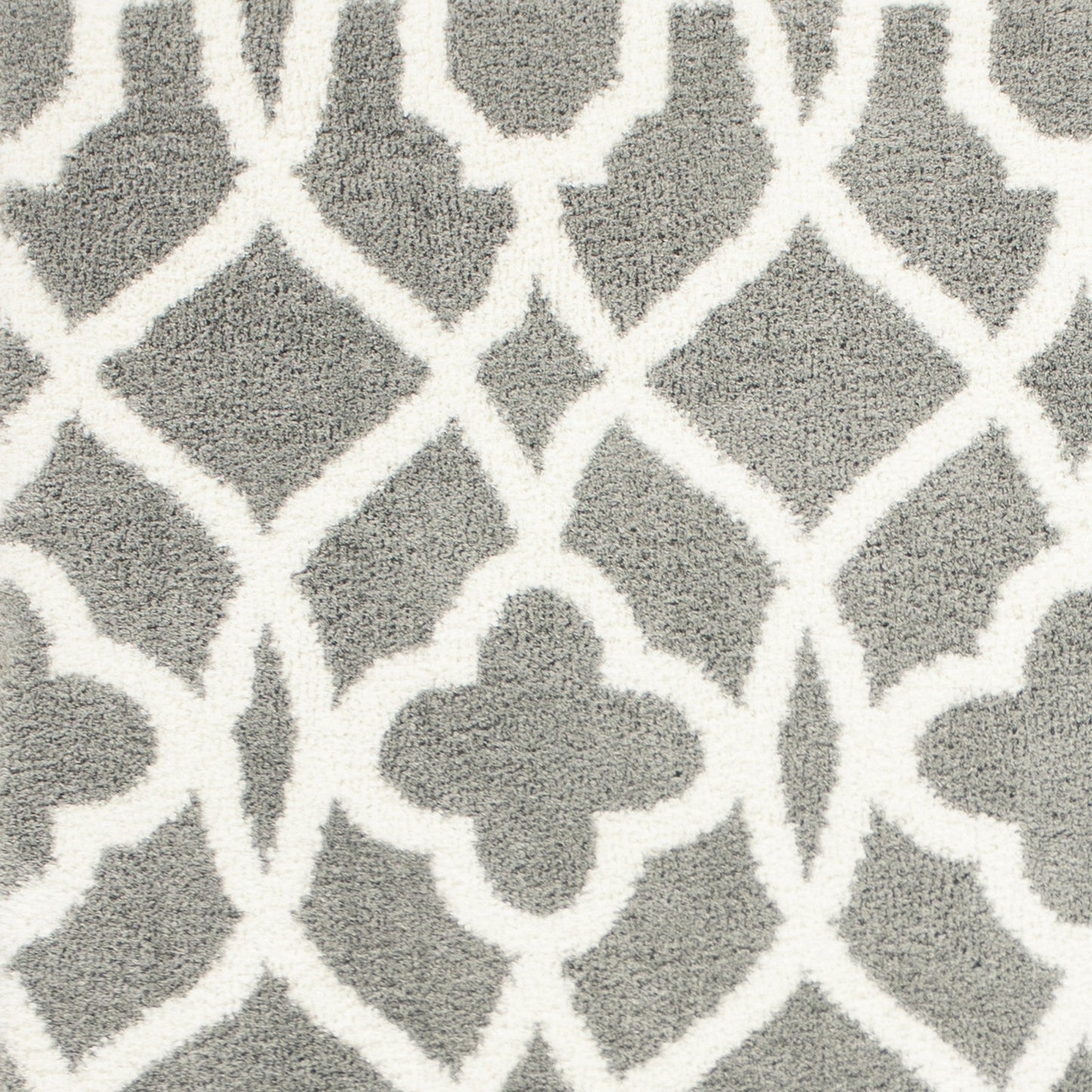 HomeRoots 8' x 11' Grey Ivory Machine Woven Ogee Indoor Shag Area Rug