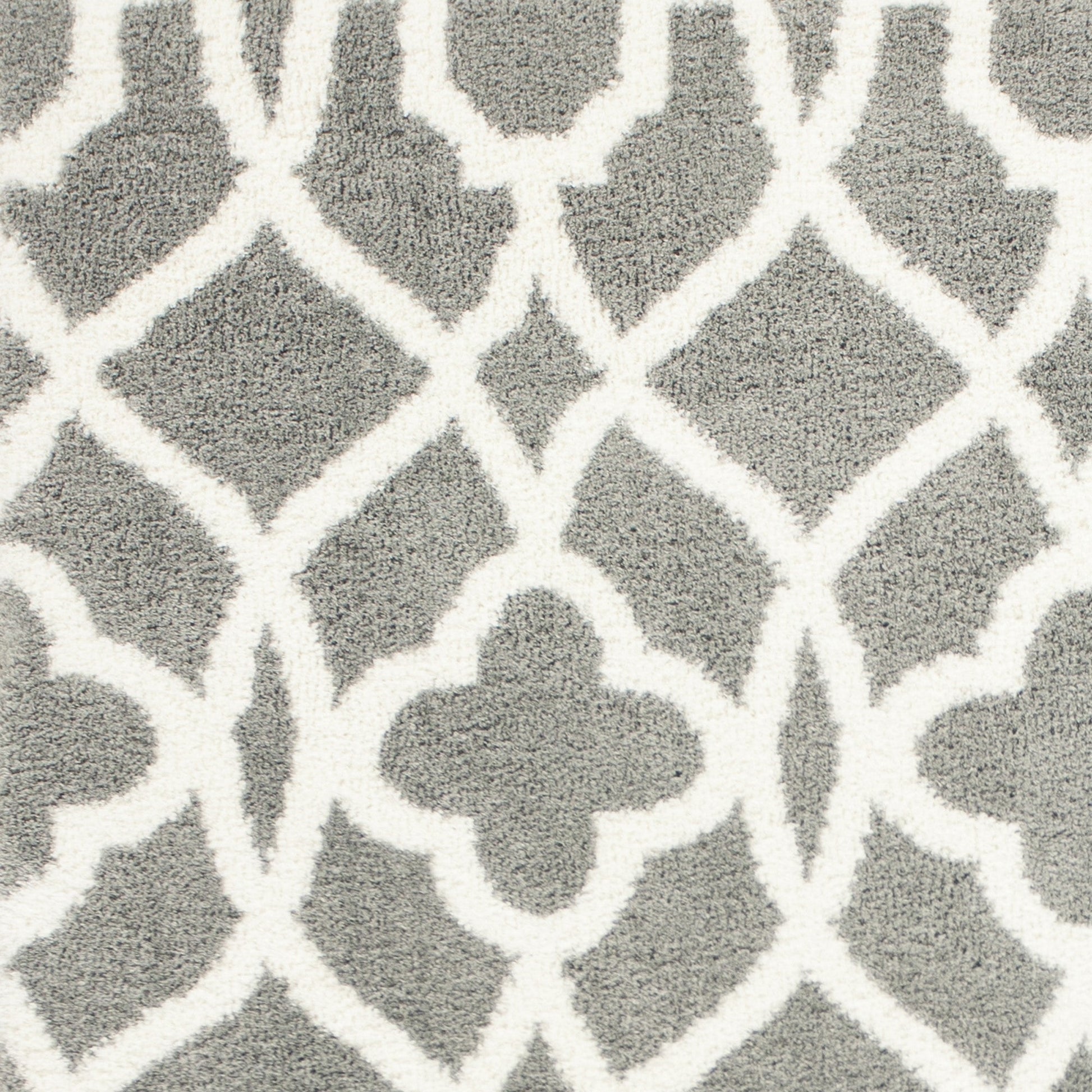 HomeRoots 8' x 11' Grey Ivory Machine Woven Ogee Indoor Shag Area Rug