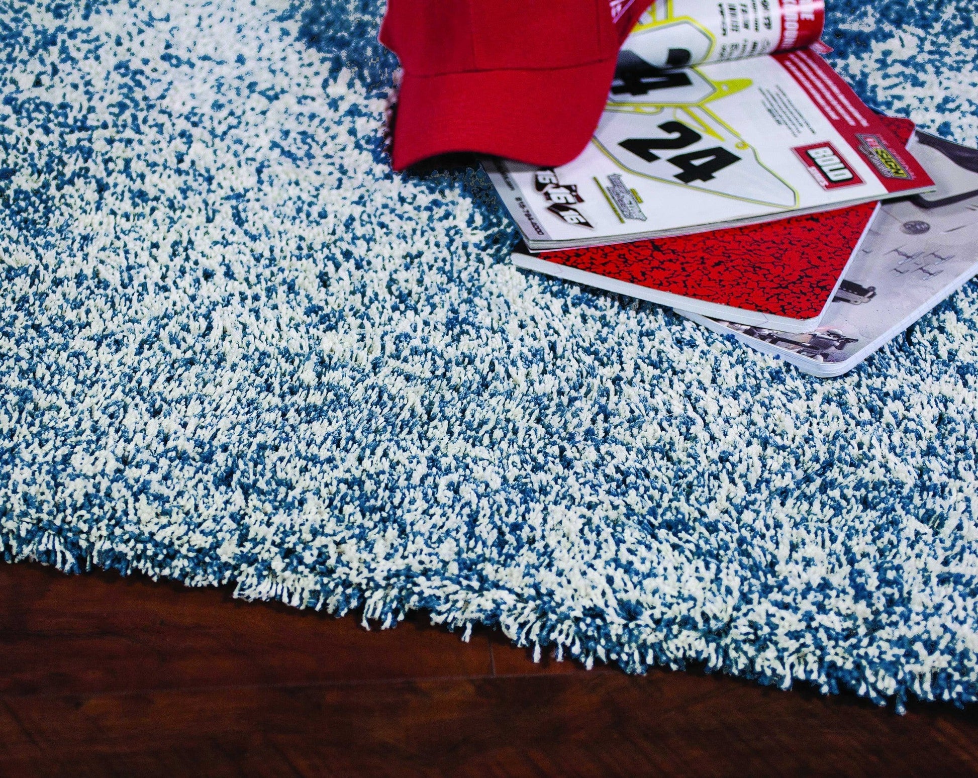 HomeRoots 8' x 11' ' Indigo and Ivory Heather Shag Area Rug