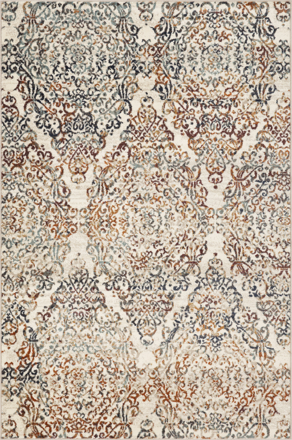 HomeRoots 8' x 11' Ivory Brown Decorative Diamond Area Rug