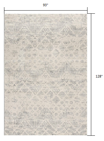 HomeRoots 8’ x 11’ Ivory Distressed Ikat Pattern Area Rug