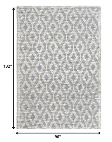 HomeRoots 8' x 11' Ivory Gray Diamond Trellis Modern Area Rug