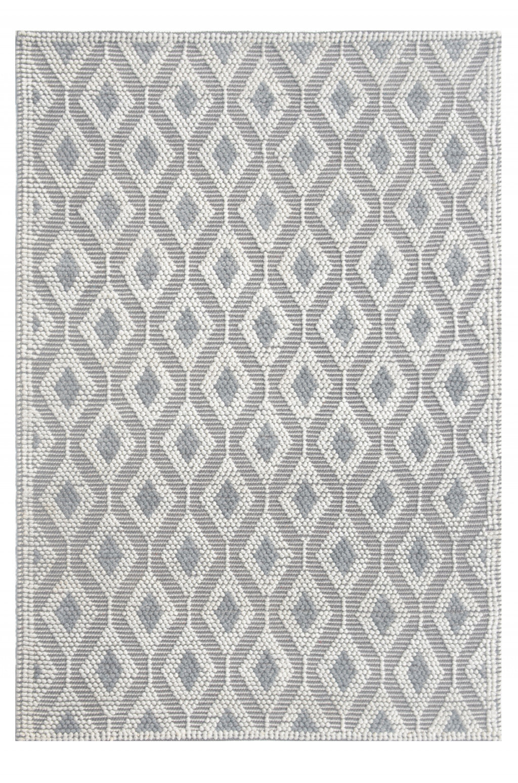 HomeRoots 8' x 11' Ivory Gray Diamond Trellis Modern Area Rug