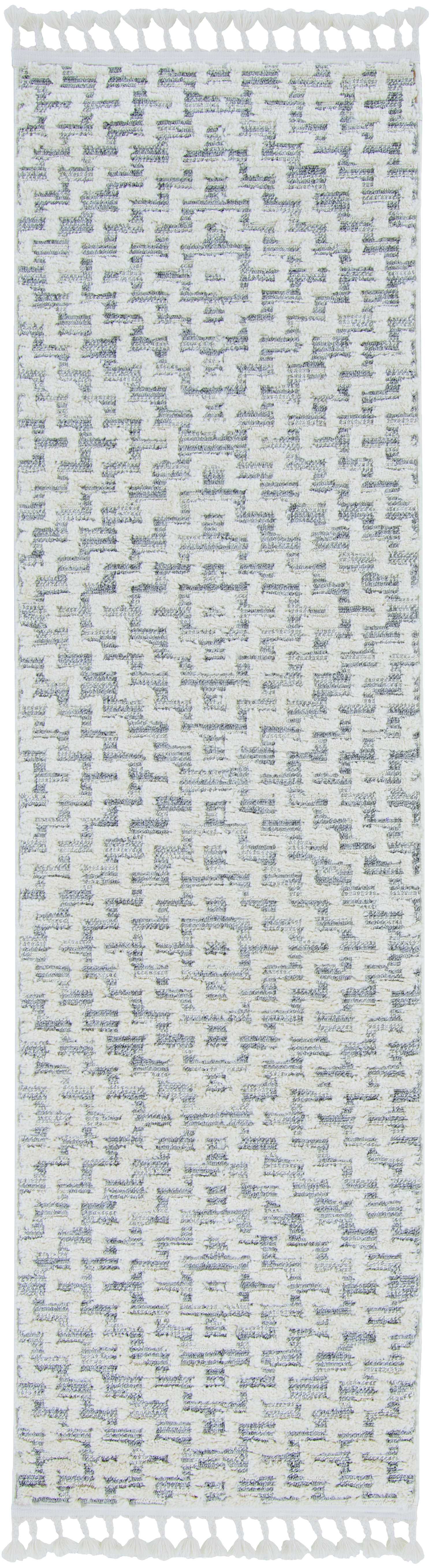 HomeRoots 8' x 11' Ivory Grey Machine Woven Diamond Geometric Indoor Area Rug