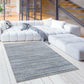 HomeRoots 8' x 11' Navy Blue Decorative Stripes Area Rug